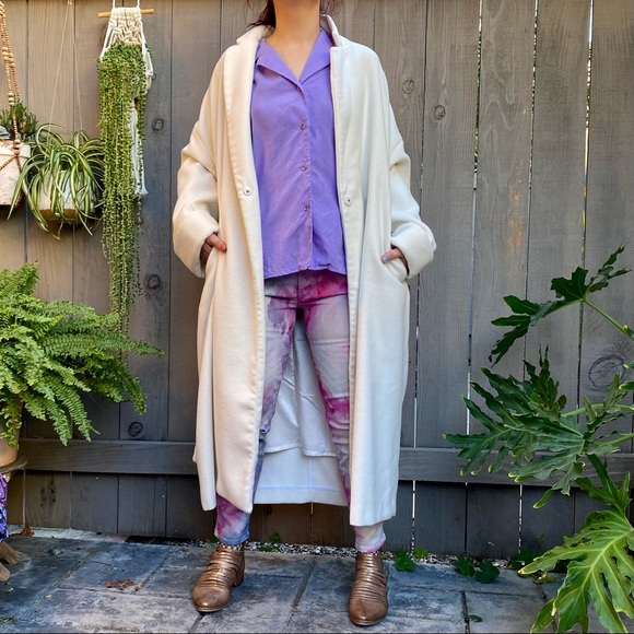 Glamorous Deer and Flyer Heavy Cotton / Cellulose Ivory Coat size Large - Picture 2 of 9